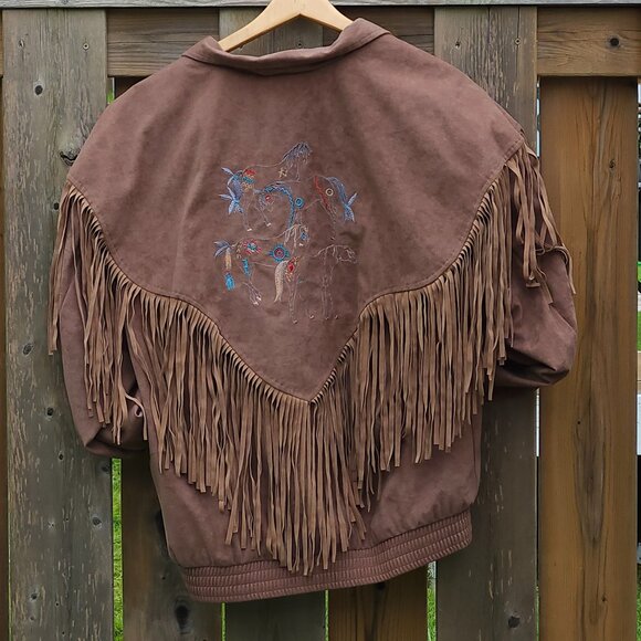 VINTAGE Western Collection Tassel Fringe Jacket Size Medium Embroidered Horses - Picture 1 of 8